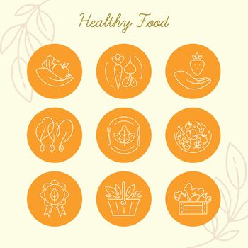 Healthy food line icons. Vector illustration. EPS 10.