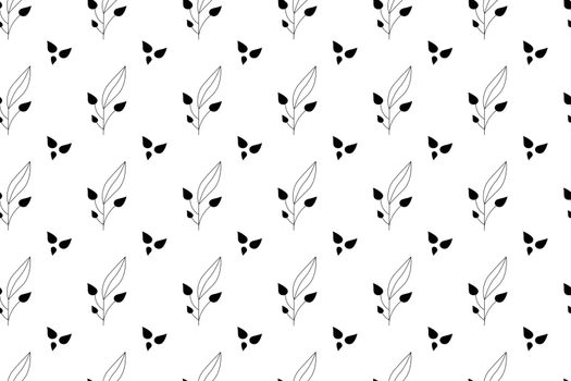 Vector hand drawn seamless pattern with flower and leaves. Abstract background ideal for wrapping paper, wallpaper and textiles, fashion industry. Vector illustration