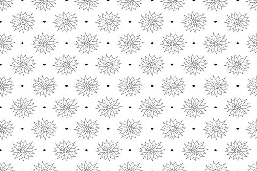 Floral seamless pattern. Outline chamomile or daisies on a white background. Endless pattern for textiles and fabrics, wrapping paper, packaging. Vector flat style. Vector illustration