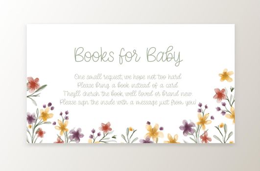 Watercolor Wildflower Books for Baby Request Enclosure Card