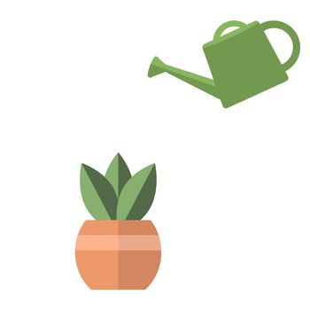 Green watering can icon cartoon. Waters dropping from watering can vector. Vector illustration