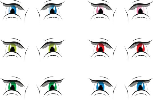 Cartoon beautiful eyes vector set. eyes showing disorders.