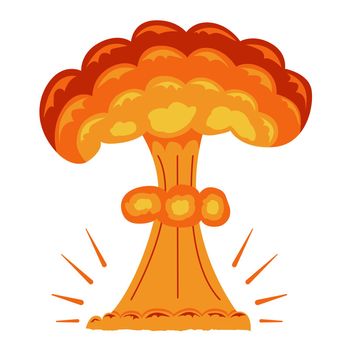 Nuclear explosion. Image of an explosion in the form of a mushroom for comics and anime. Cartoon. Vector illustration