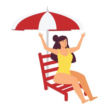 girl in bikini on a beach chair Summer 