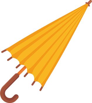 Fall yellow folded umbrella. Meteorolpgy concept. Stock vector illustration isolated on white background in flat cartoon style