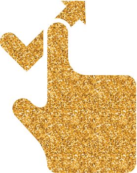 Finger gesture icon in gold glitter texture. Sparkle luxury style vector illustration.