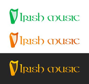 Irish Music, Set of Vector Logos on white and black background, EPS10