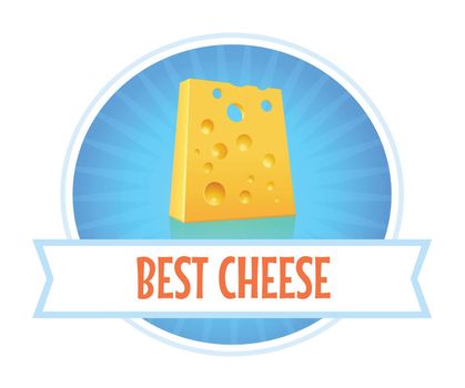 Block Slice of Cheese on Logo. Vector Illustration isolated on white background.