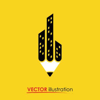 Abstract architecture building silhouette vector logo design template. Vector Design of Cities - business theme icon isolated on yellow background.