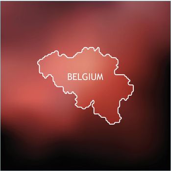 Contour Map of Belgium on dark red background, Vector Illustration