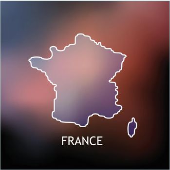 Contour Map of France on dark background, Vector Illustration