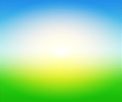 Vector Background of Sunny day on Field under blur clean sky. Blured Wallpaper with copy space. Mockup for web site or presentation.