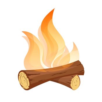 Illustration of a bonfire on a white background in cartoon style