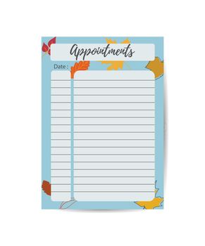 appointment template Daily check list Organizer and schedule with autumn leaves