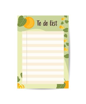 to do list with line for notes with citrus fruit vector illustration