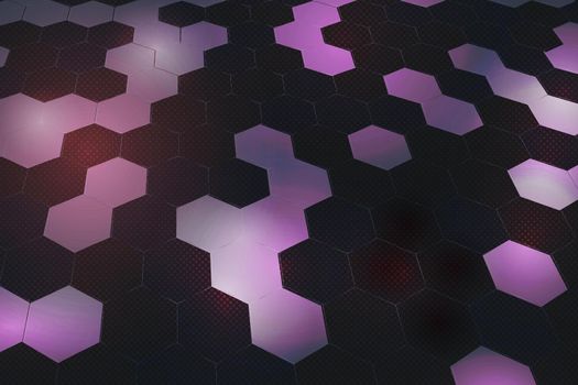 Dark Hexagonal Vector Background . Futuristic Look. Gray mesh, honeycomb texture. Decoration in dark colors with highlighting of some honeycombs