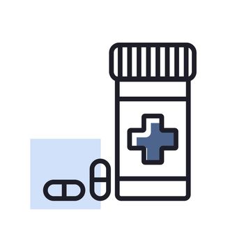 Pills box for pet vector icon. Pet animal sign. Graph symbol for pet and veterinary web site and apps design, logo, app, UI