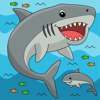 This cartoon clipart shows a Megalodon Animal illustration
