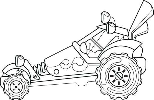 Buggy Side View Coloring Book. Line Art. Vector EPS10