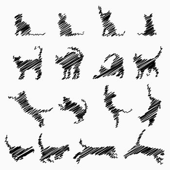Collection of black scribble Halloween Cats