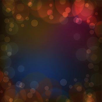 Abstract multicolored bokeh background with defocused circles and glitter. Decoration element for Christmas and New Year holidays, greeting cards, web banners, posters - Vector illustration