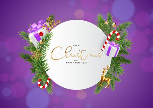 Greeting Card Merry Christmas Happy New Year. Vector Illustration.