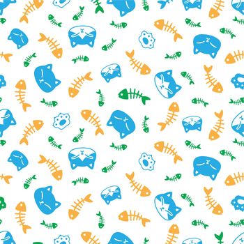 you can use cat seamless pattern fish bone paw kitten footprint calico vector to design banners, posters, backgrounds, print POD...etc.