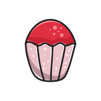 Sweet flour cake clipart. Muffin cartoon. Flour product isolated vector illustration. Hand drawn pastries for breakfast