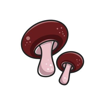 Pair mushrooms clipart. Fungus cartoon isolated vector illustration. Organic forest food flat