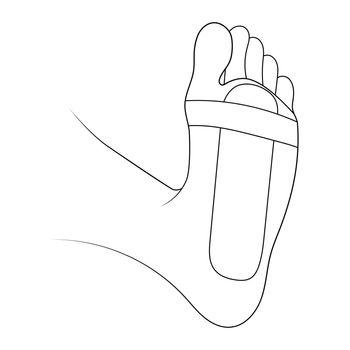 Kinesiology therapeutic sports tape on fore foot sketch vector illustration.
