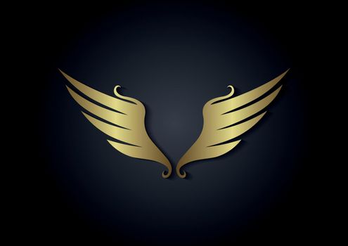 Golden luxury wings mockup vector illustration. Golden mockup wings design