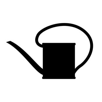 Watering can icon. Black icon of garden watering can. Flat icon. Vector illustration.