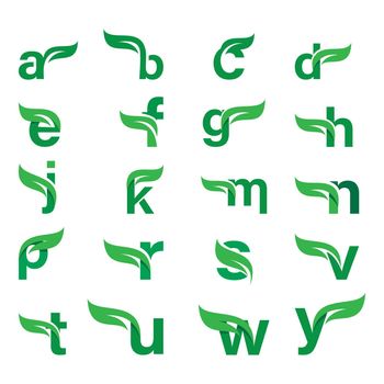 Initial letter with green leaf logo vector template