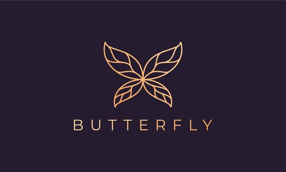 Gold butterfly logo template with luxurious shape