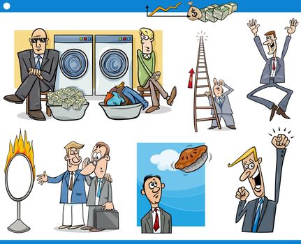 Cartoon illustration of business concepts with comic people and businessmen characters set