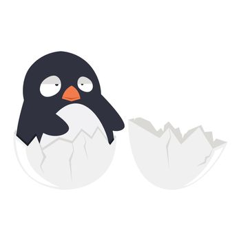 Cute hatching penguin from the egg vector