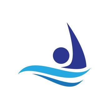 Swimming logo illustration logo vector flat design template
