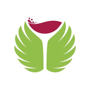 Glass Wine Logo illustration flat design template 