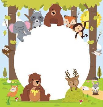 Animals woodland forest  with copy space background