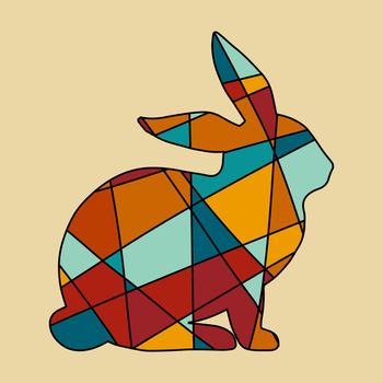 Happy new year Vector illustration with mosaic-style 2023 year numbers Bunny Annual animal zodiac sign Symbol of 2023 on the Chinese calendar. Year of the rabbit. Chinese horoscope Festive Design
