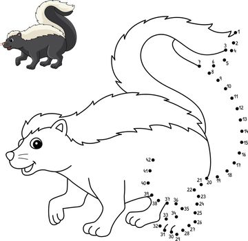 A cute and funny connect-the-dots coloring page of a Skunk Animal. Provides hours of coloring fun for children. Color, this page is very easy. Suitable for little kids and toddlers.