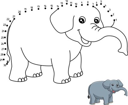 A cute and funny connect-the-dots coloring page of an Elephant. Provides hours of coloring fun for children. Color, this page is very easy. Suitable for little kids and toddlers.
