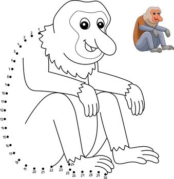 A cute and funny connect-the-dots coloring page of a Proboscis Monkey. Provides hours of coloring fun for children. Color, this page is very easy. Suitable for little kids and toddlers.