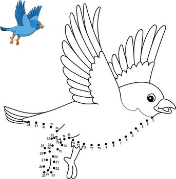 A cute and funny connect-the-dots coloring page of a Bluebird. Provides hours of coloring fun for children. Color, this page is very easy. Suitable for little kids and toddlers.