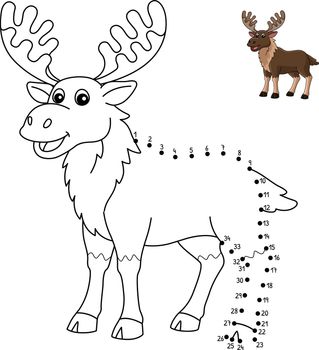A cute and funny connect-the-dots coloring page of a Moose Animal. Provides hours of coloring fun for children. Color, this page is very easy. Suitable for little kids and toddlers.