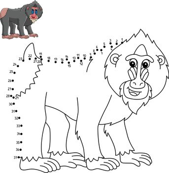 A cute and funny connect-the-dots coloring page of a Mandrill Animal. Provides hours of coloring fun for children. Color, this page is very easy. Suitable for little kids and toddlers.