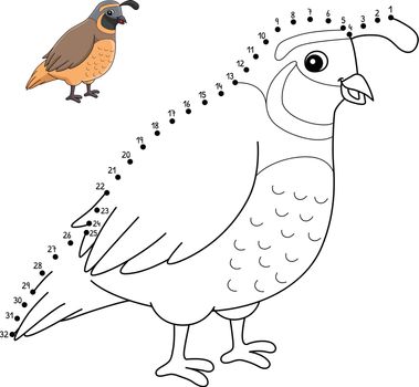A cute and funny connect-the-dots coloring page of a Quail Animal. Provides hours of coloring fun for children. Color, this page is very easy. Suitable for little kids and toddlers.