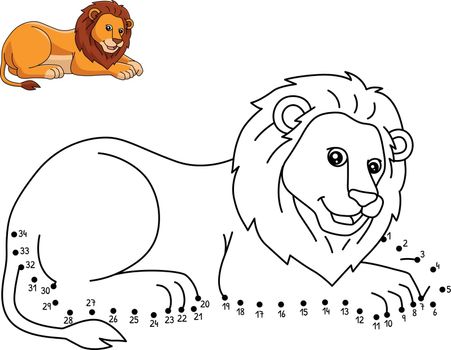A cute and funny connect-the-dots coloring page of a Lion. Provides hours of coloring fun for children. Color, this page is very easy. Suitable for little kids and toddlers.