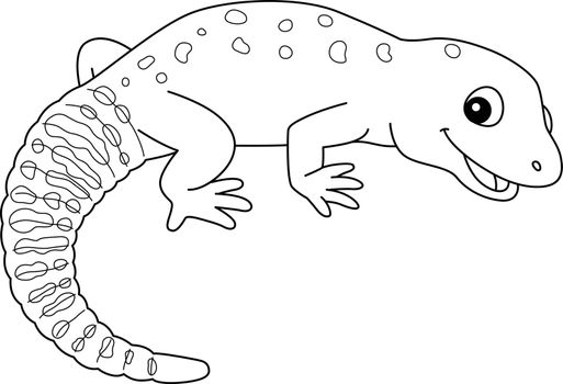 A cute and funny coloring page of a leopard gecko. Provides hours of coloring fun for children. To color, this page is very easy. Suitable for little kids and toddlers.