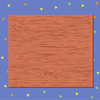 Square rectangle unreal cartoon wood wooden nailed stuck on coloured wall Design business concept Empty copy space modern abstract background